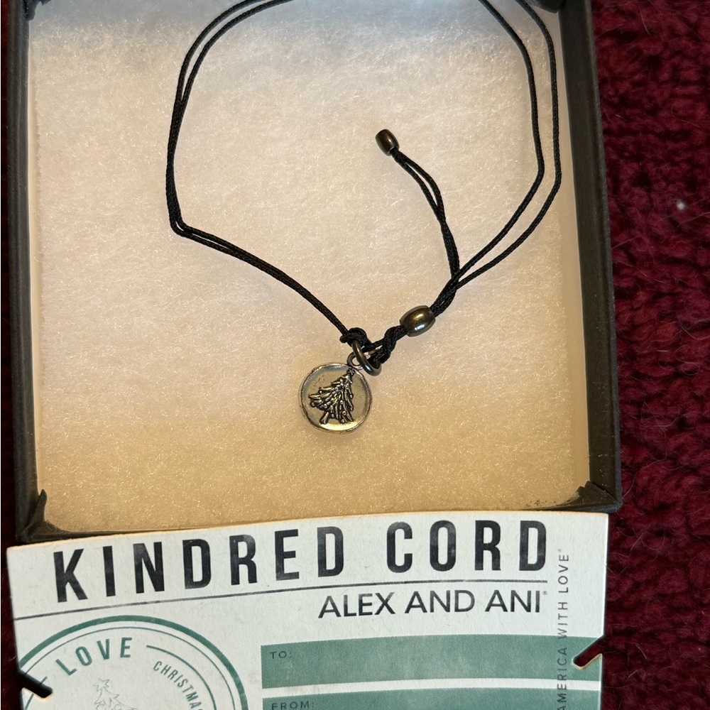 Alex and Ani Black Cord Bracelet with Silver Charm